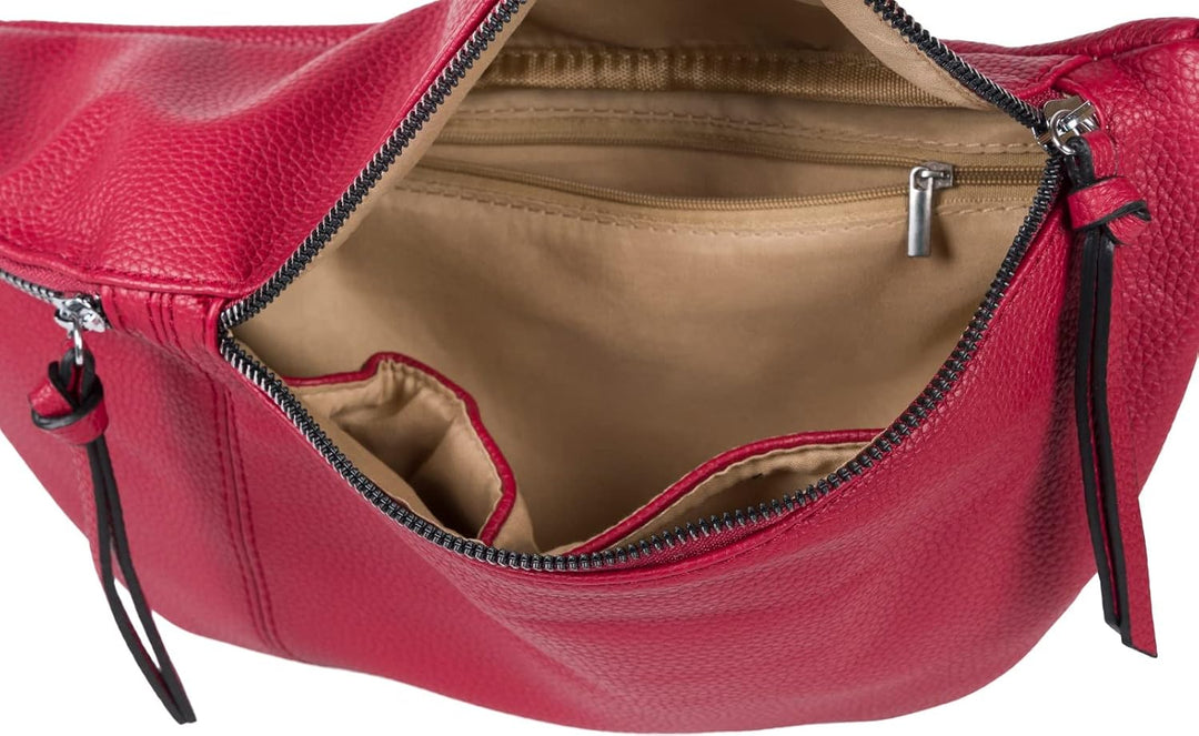 styleBREAKER Damen Halbmond Crossbody Schultertaschen Set 3-Teilig, Schultergurt mit Muster, Schlüss
