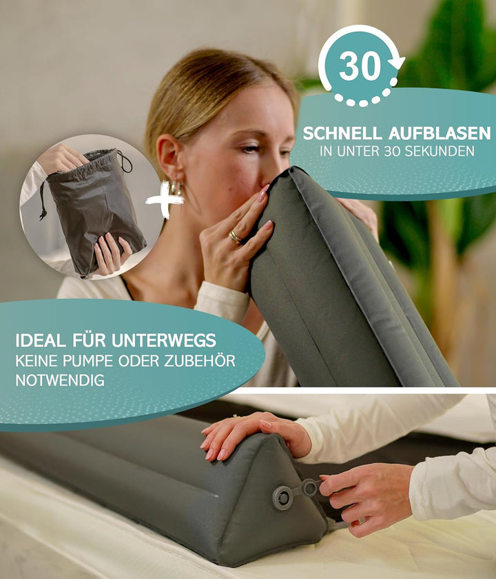 RAWVEL® Rausfallschutz aufblasbar Light - [NEU 2024] - passend für alle Betten Zuhause & auf Reisen