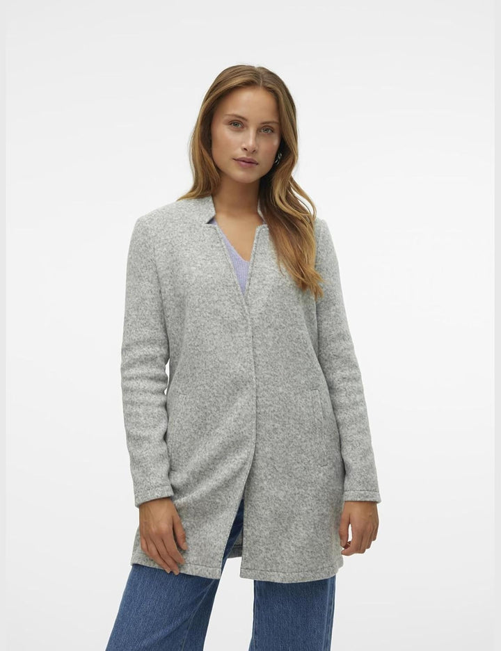 Vero Moda Damen Kurz-Mantel Brushedkatrine mit Stehkragen XS Light Grey Melange/Detail:melange, XS L