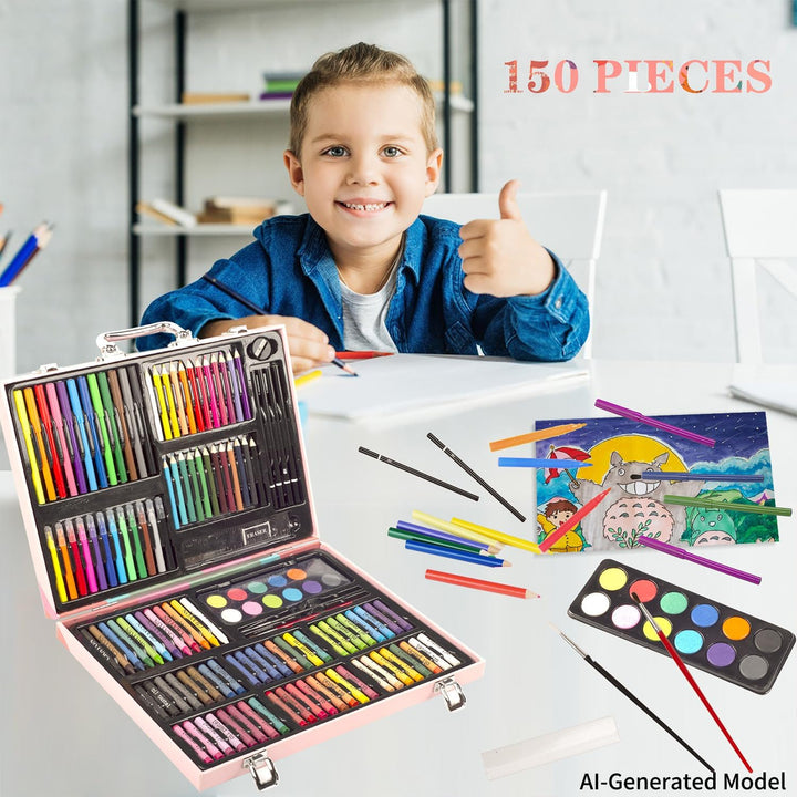 KINSPORY Premium Malkoffer Deluxe 150-teilig Malset für Kinder Anfänger Tolles Buntstifte Set, Wasse