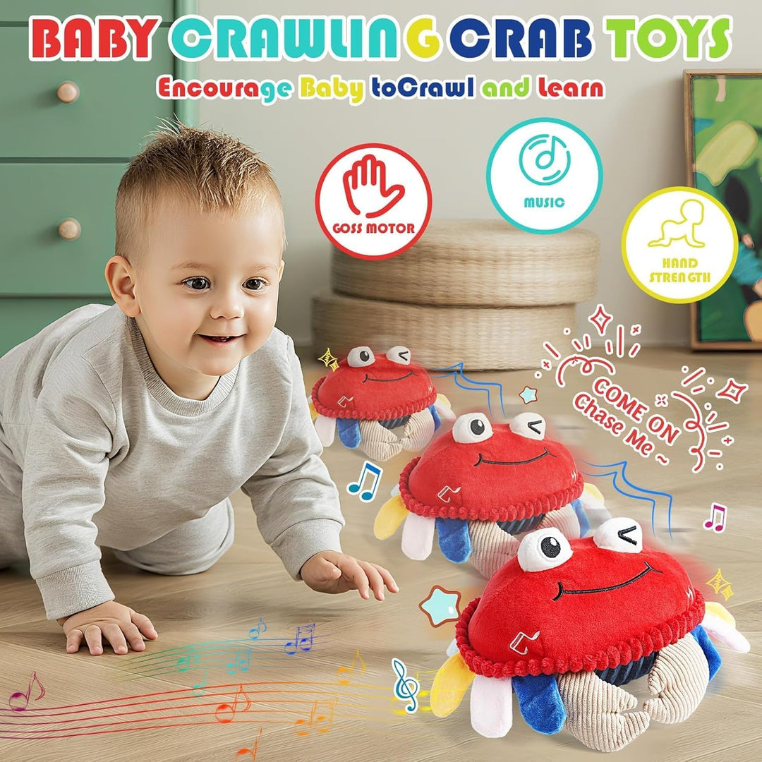 Cokomono Krabbe Baby Spielzeug ab 6 Monate, Musikalische Krabbelspielzeug mit Sensor, Crawling Crab