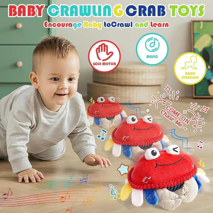 Cokomono Krabbe Baby Spielzeug ab 6 Monate, Musikalische Krabbelspielzeug mit Sensor, Crawling Crab