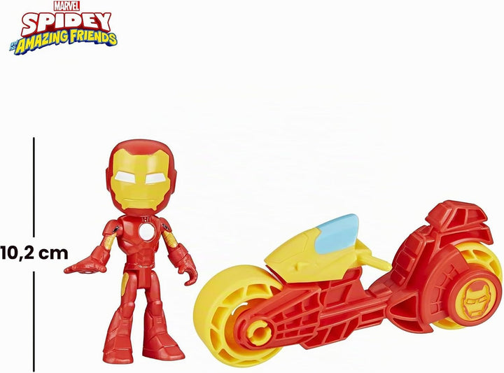 Marvel Spidey and His Amazing Friends, Iron Man Action-Figur &amp; Spielzeug-Motorrad Spielset IRON MAN