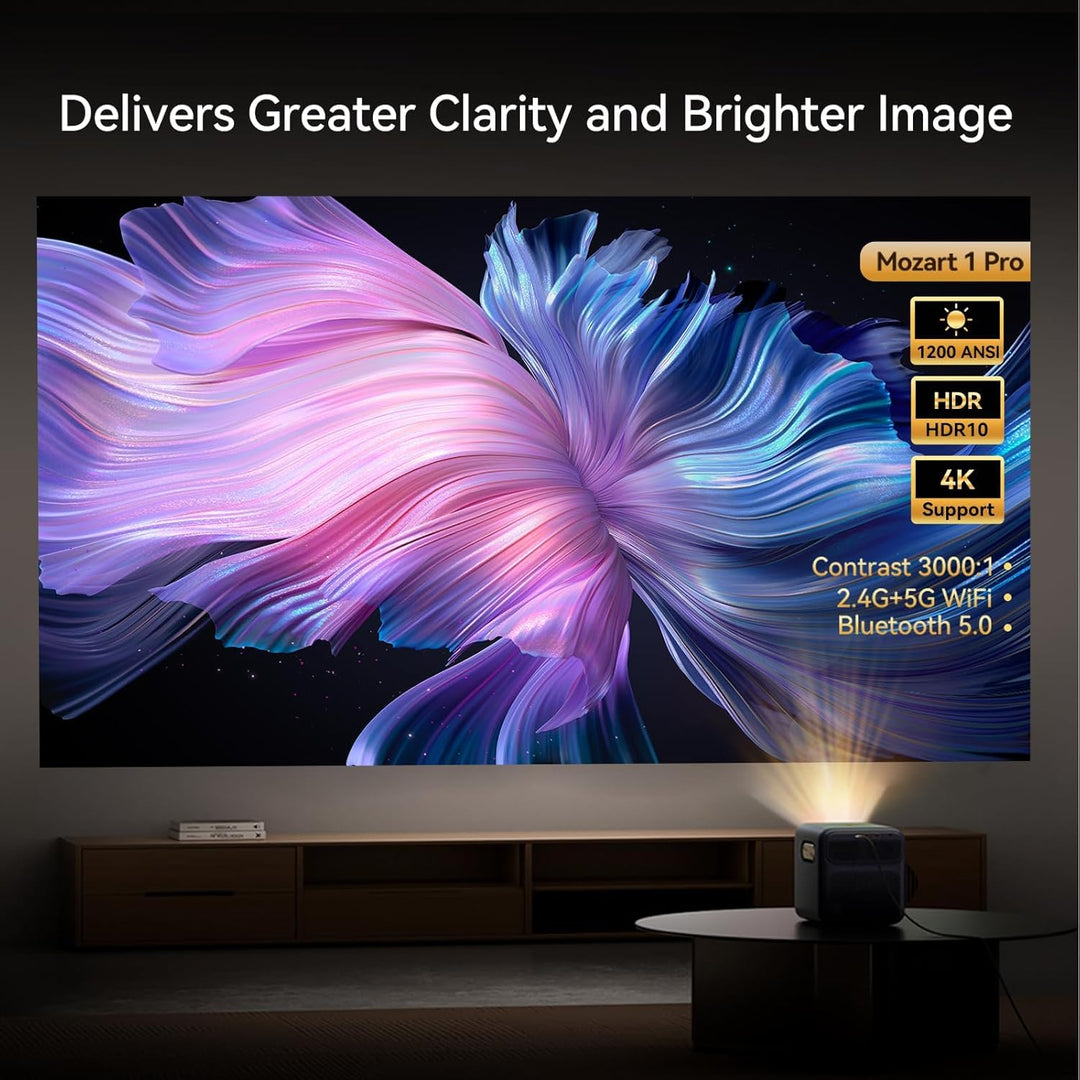 WANBO Mozart 1 Pro 4K Smart Beamer Heimkino: MEMC VRR/Google TV/1200ANSI/Netflix, HDR10, KI Autofoku