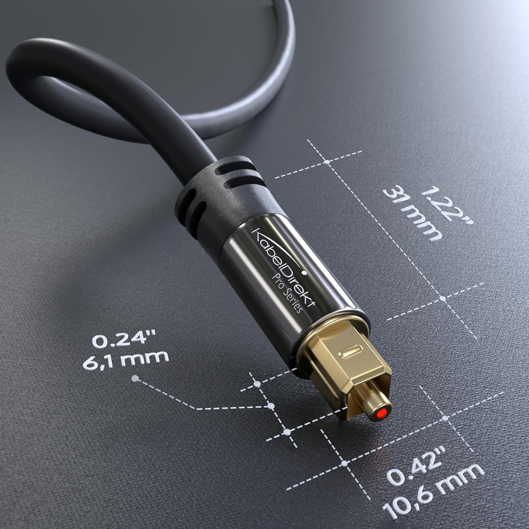 KabelDirekt – 5x TOSLINK-Kabel, optisches Audiokabel – 1,5 m – Glasfaserkabel für Soundbar (TOSLINK