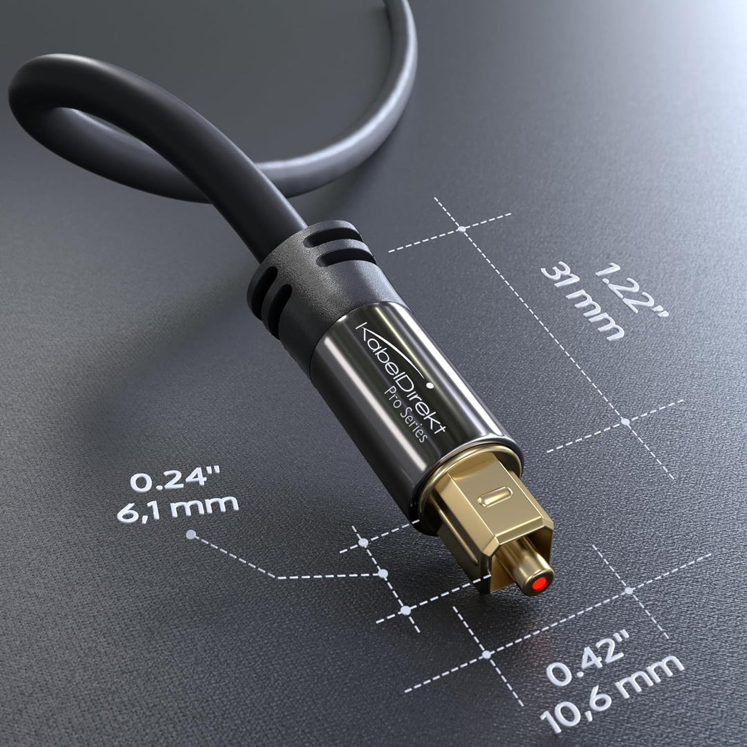 KabelDirekt – 5x TOSLINK-Kabel, optisches Audiokabel – 5 m – Glasfaserkabel für Soundbar (TOSLINK au