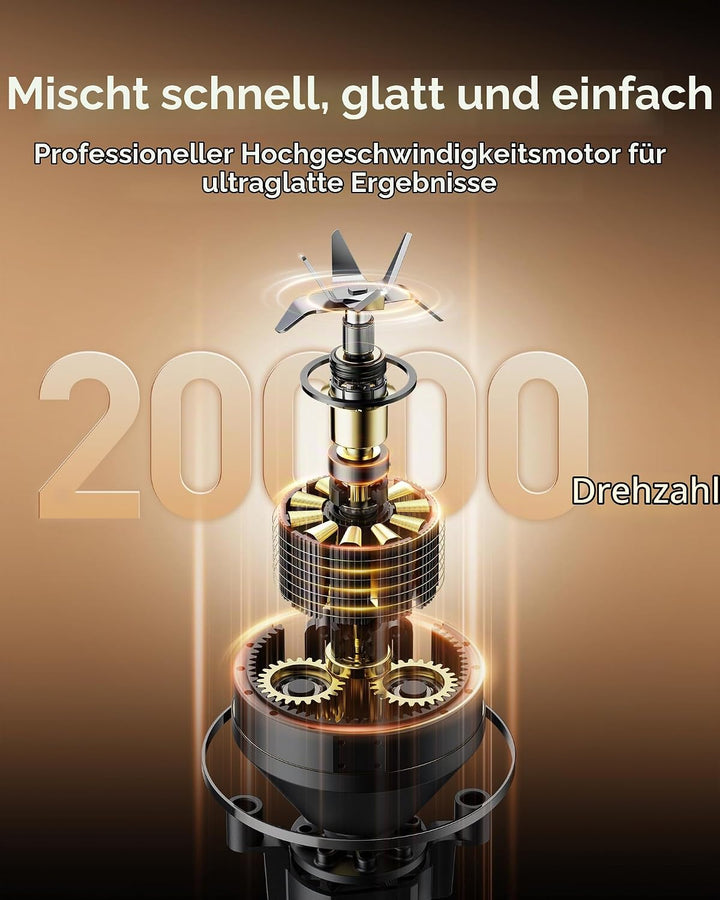 Sangcon Tragbarer Mixer 500ml, Smoothie Maker USB Wiederaufladbar, Mini Standmixer für Fitness, Camp
