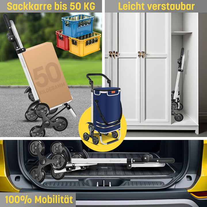 KESSER® Einkaufstrolley Treppensteiger mit Kühlfach klappbar mit 56L Kapazität und belastbar bis 50k