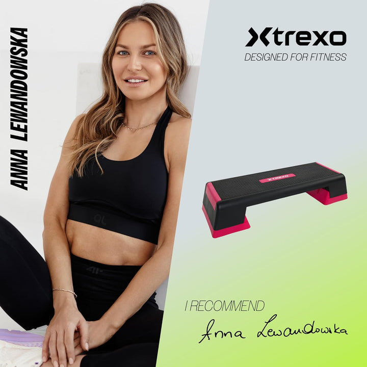 XTREXO Aerobic Step 98 x 38 cm Für Cardio- und Fitnesstraining Höhenverstellbar 15-20-25 cm Langlebi
