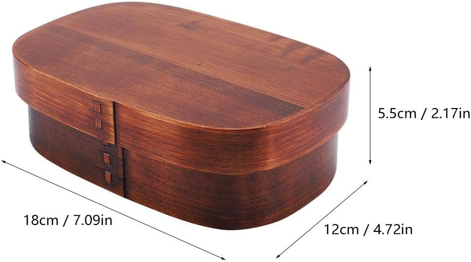 Holz-Lunch-Container-Box, tragbare Bento-Boxen Vintage Leakproof Food-Vorratsbehälter mit festem Gur