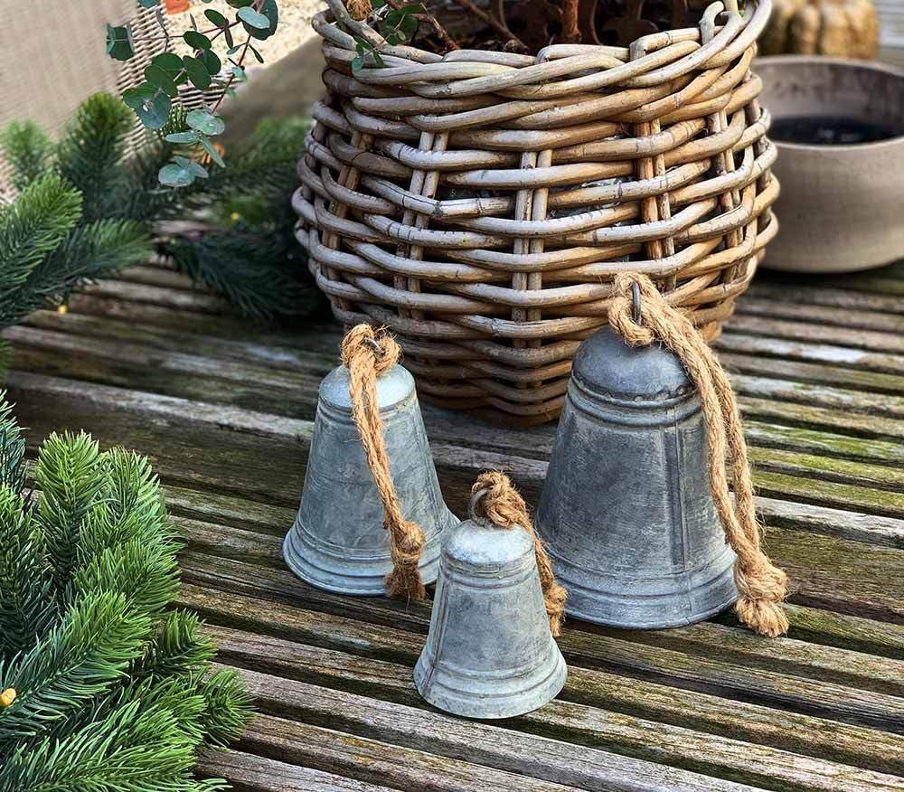 zeitzone Glocken-Set Zink Weihnachtsglocke 3 Stück Nikolaus Weihnachtsdeko