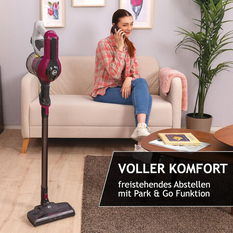 Hoover Akku-Staubsauger ohne Beutel + Tierdüse I bis zu 120 m² mit 1 Akkuladung I Staubsauger kabell