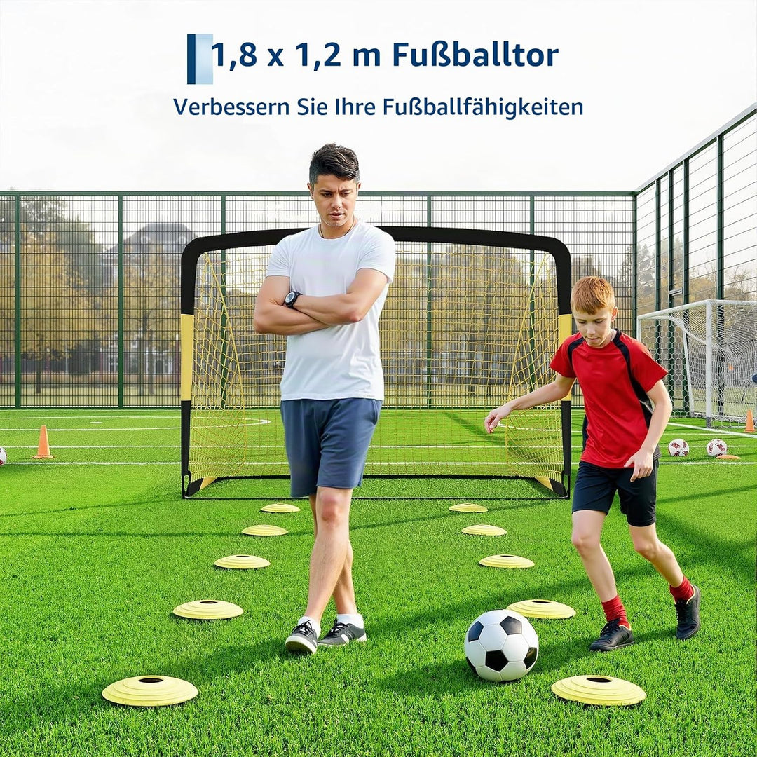 180 * 120 * 120 cm，2er Fussballtor Kinder Set,mit Zubehör, schneller Aufbau, für drinnen, draussen u