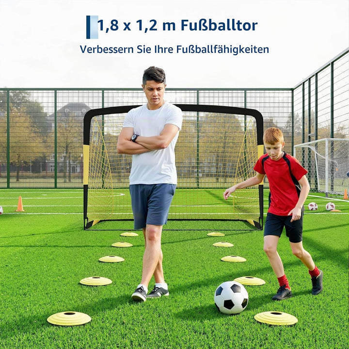 180 * 120 * 120 cm，2er Fussballtor Kinder Set,mit Zubehör, schneller Aufbau, für drinnen, draussen u