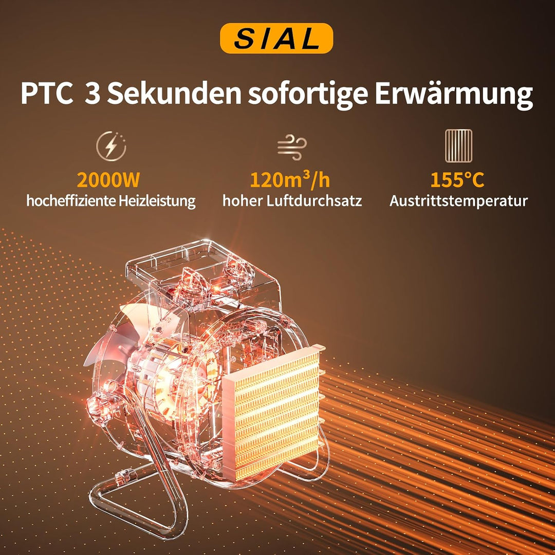 SIAL PTC Energiesparend Heizlüfter 3 Sekunden Schnelle Hitze Keramik Heizlüfter 2 kw Infrarot Elektr