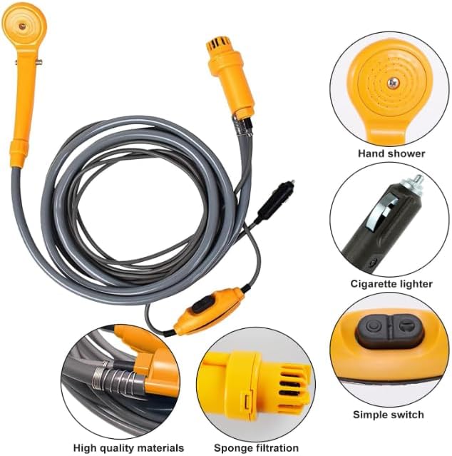 PORFOYO Campingdusche 12V, Tragbare Campingdusche Mit Pumpe, Camping Dusche Mobile Duschen Set Mit D