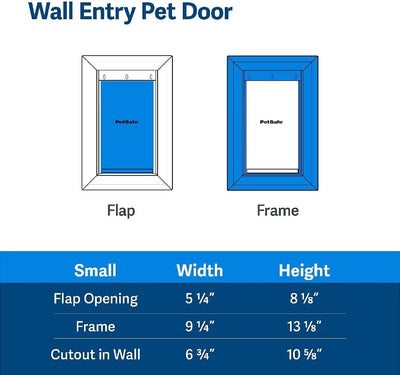 PetSafe Wandeinstieg Haustiertür mit Teleskop-Tunnel, für Haustiere bis 7 kg, Weiss - Klein Weiss S,