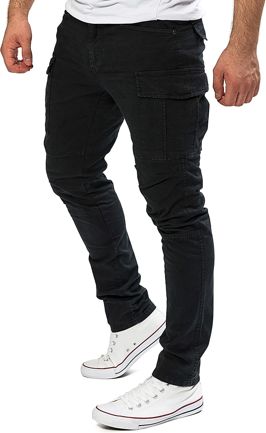 Yazubi Jayden - Herren Cargo Hose - Baumwoll Cargo Jeans 29W / 30L Schwarz (Black 4008), 29W / 30L S