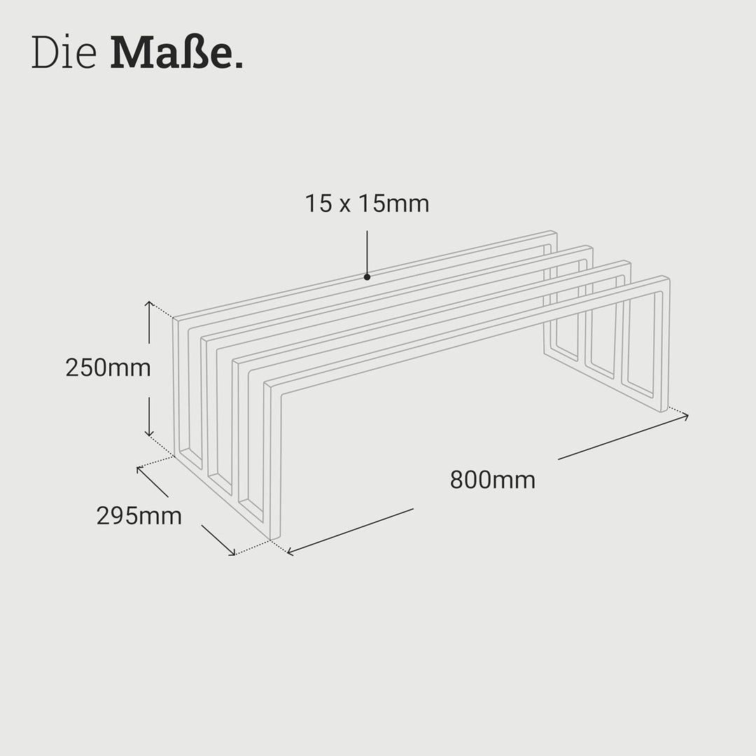 Natural Goods Berlin 1x Schuhablage RECHTECK - Offenes Schuhregal Metall Schwarz - 80 x 25 x 30 cm -