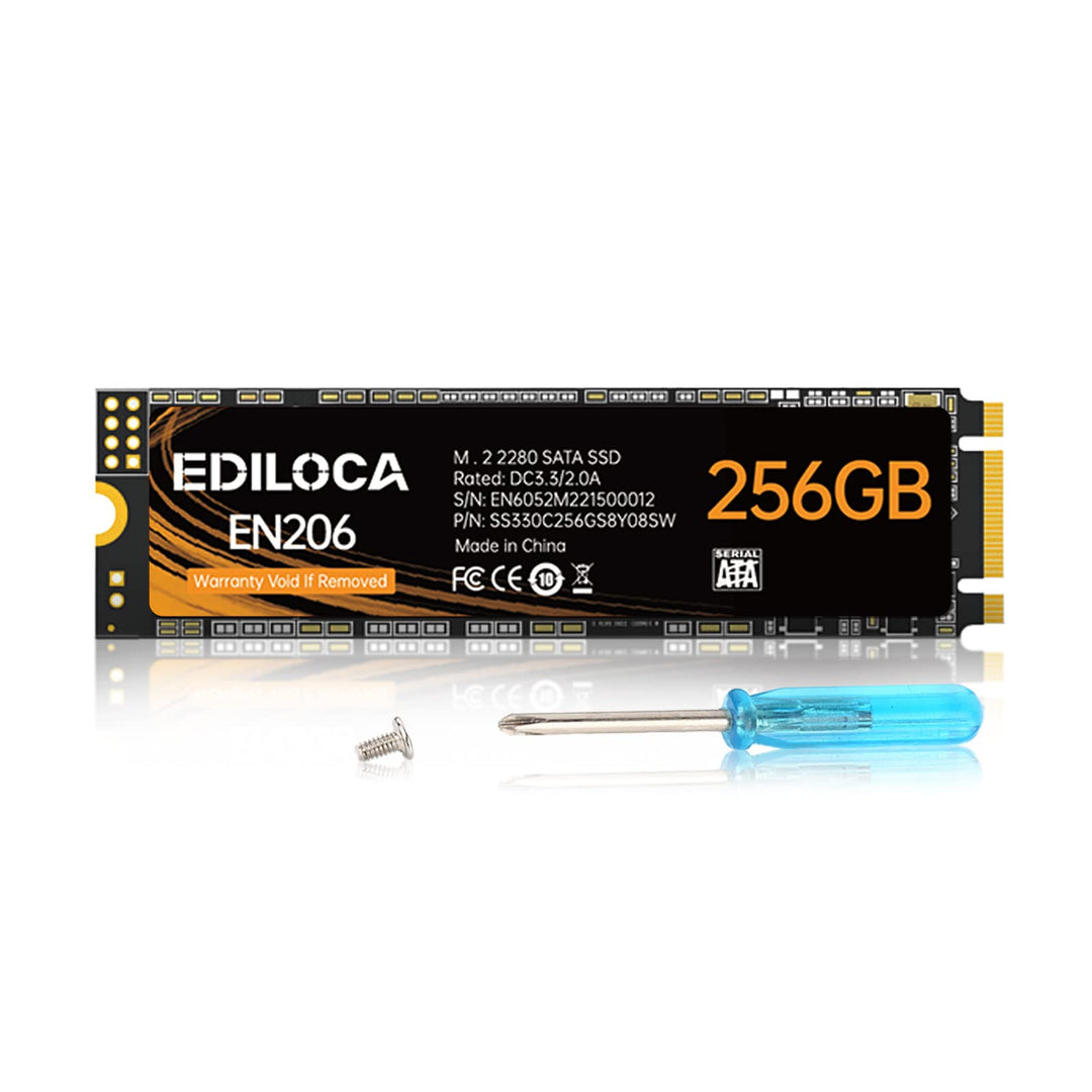Ediloca EN206 256GB 3D NAND TLC M.2 SSD, M.2 2280 SATA III 6Gb/s SSD Interne Festplatte, Lese-/Schre