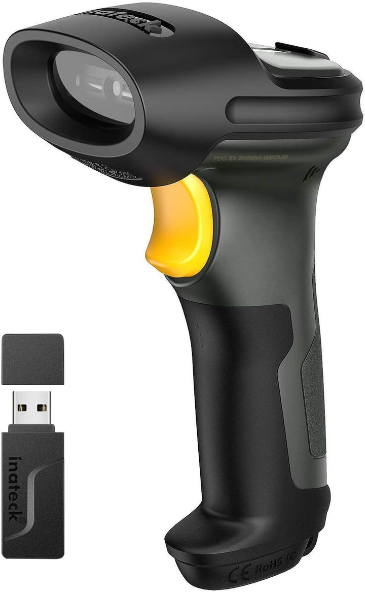 Inateck Barcode Scanner Bluetooth, 1D Wirless Barcode Scanner, 100M Übertragungsreichweite 2,4GHz, 2