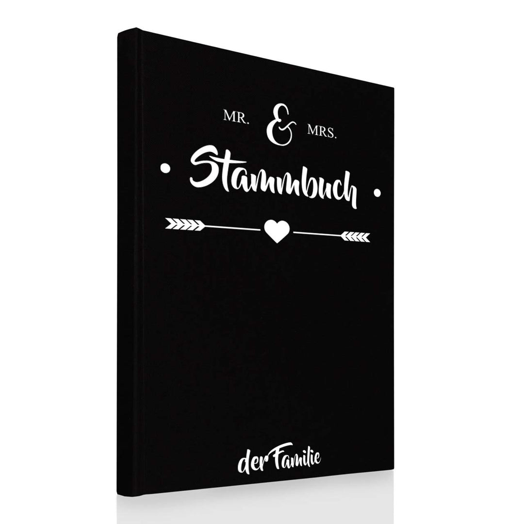 Hochzeitideal Stammbuch der Familie DIN A4 'Mr & Mrs' Leinen (schwarz), Schwarz