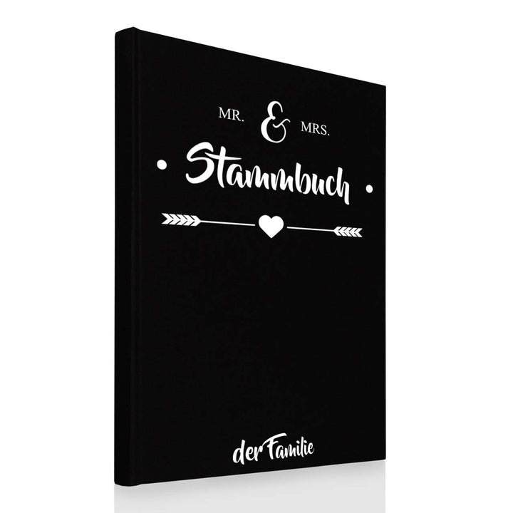 Hochzeitideal Stammbuch der Familie DIN A4 'Mr & Mrs' Leinen (schwarz), Schwarz
