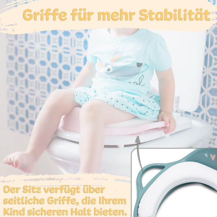 Kinder Toilettensitz mit Sitzpolsterung und Griffen! Toilettenaufsatz für Kinder ab 2 Jahre mit Anti