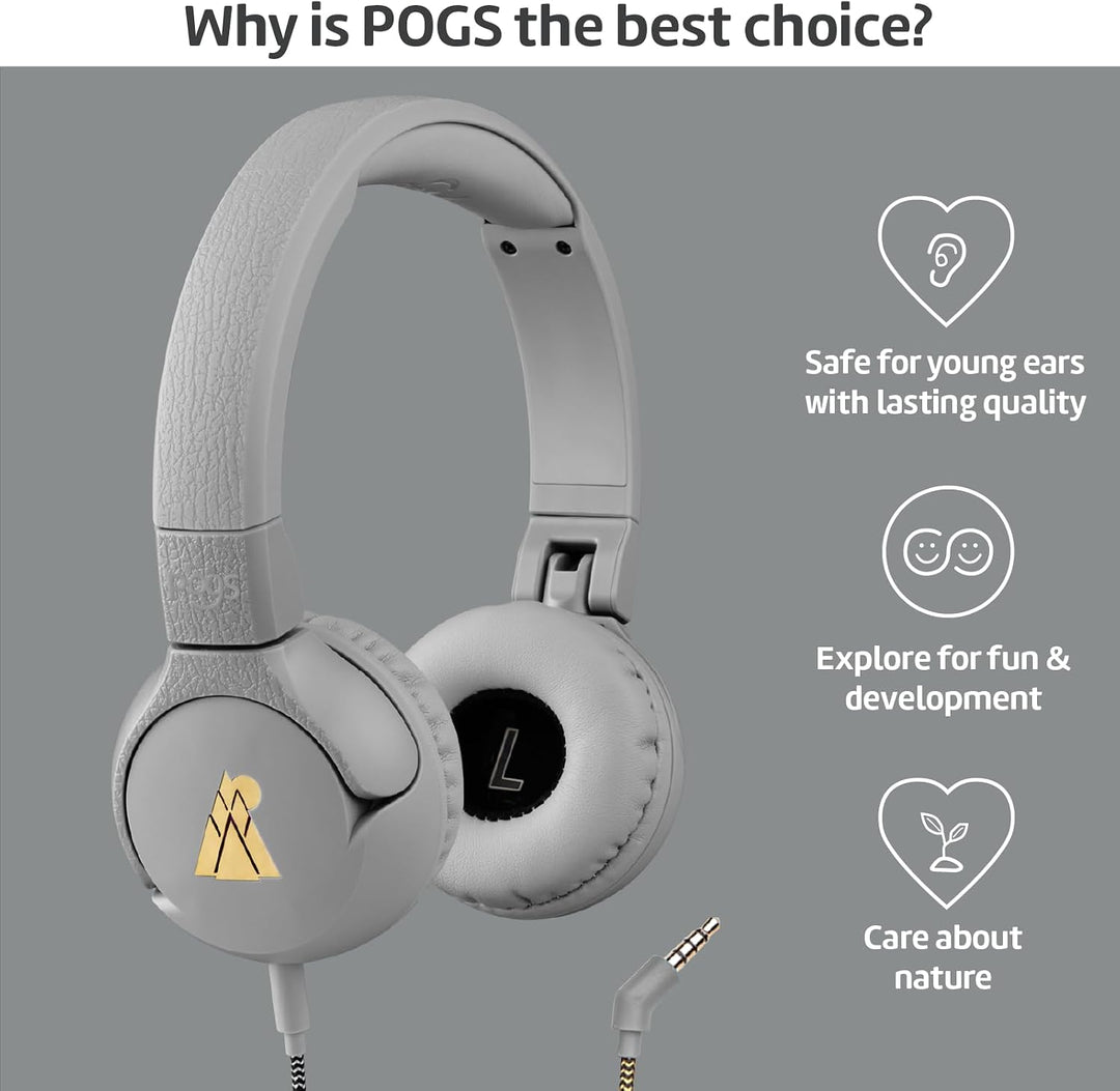 POGS-Kinderkopfhörer mit Kabel | The Elephant 2 | Faltbarer robuster Kinderkopfhörer ab 3 Jahren | L