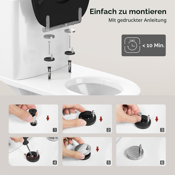 Toilettendeckel mit Absenkautomatik Holz, WC Sitz mit Quick-Release-Funktion für leichte Reinigung,