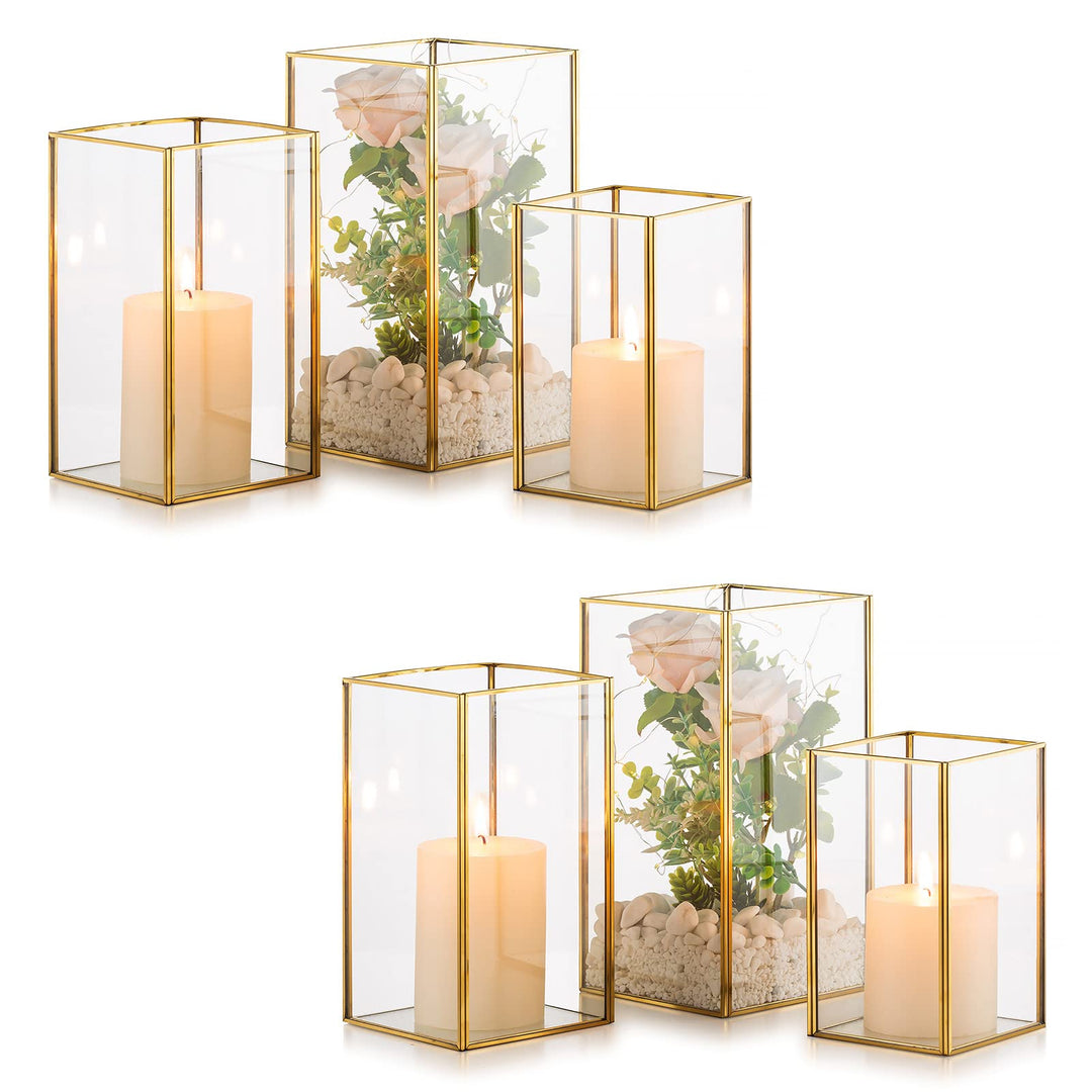 Nuptio Kerzenständer Glas Windlicht: 6 Stücke Gross Kerzenhalter Stumpenkerzen, Dekorative Laternen
