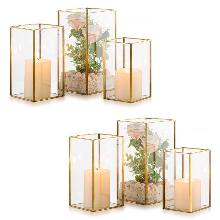 Nuptio Kerzenständer Glas Windlicht: 6 Stücke Gross Kerzenhalter Stumpenkerzen, Dekorative Laternen