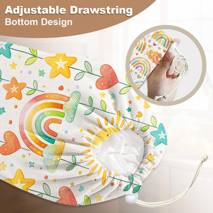 2 Stück Regenbogen Sonne Plastiktütenhalter Canvas 58.5x23cm Plastiktüten Einkaufstüten Halter Organ