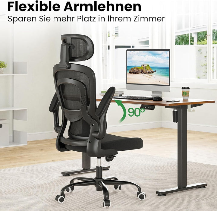 Farini Schreibtischstuhl mit Kleiderständer Bürostuhl Ergonomisch mit Verstellbarer Kopfstütze, Offi