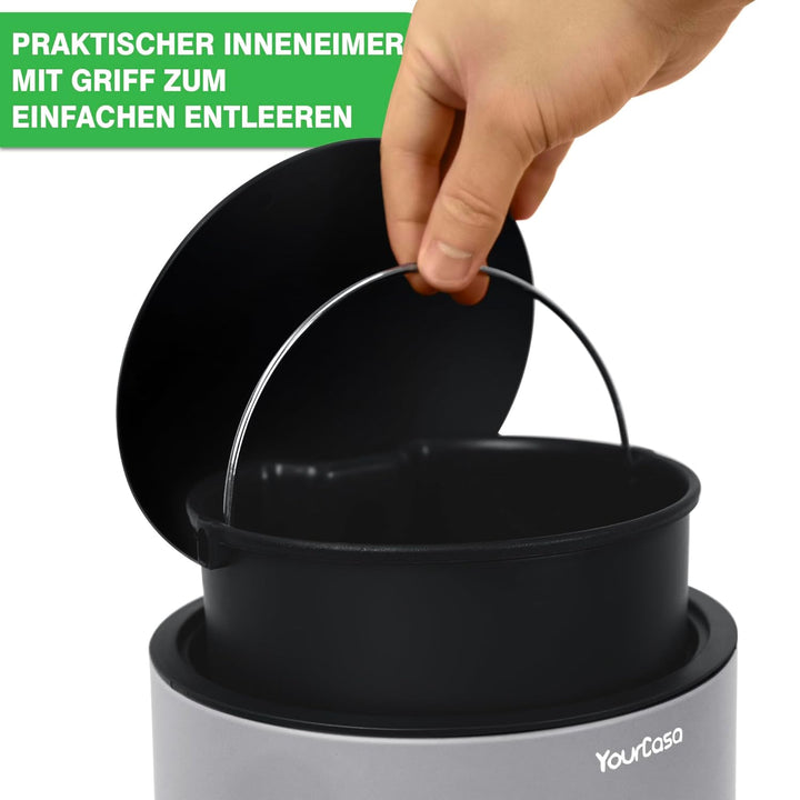 YourCasa Mülleimer Bad [5L] aus Edelstahl für Badezimmer [Softclose] - Badmülleimer Klein - Kosmetik