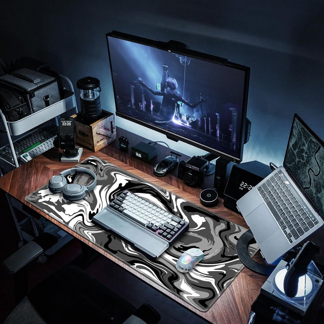 Grosses Gaming-Mauspad XXL 900 x 400 mm Gamer Mouse Pad mit Nähten an den Rändern – unter der Schrei