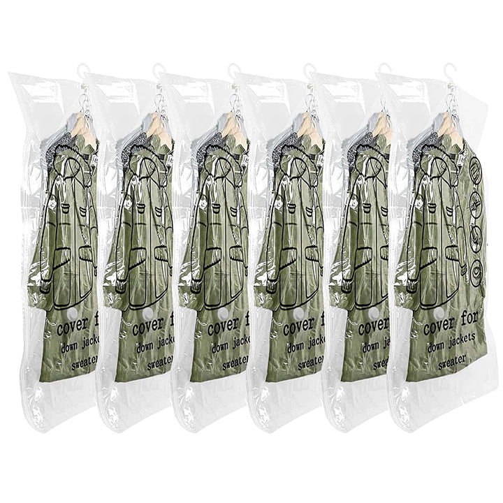 6 Stück Vakuumbeutel für Kleidung, Hängend Vakuumierbeutel Kleidung, Vakuum Kleiderbeutel mit Kleide