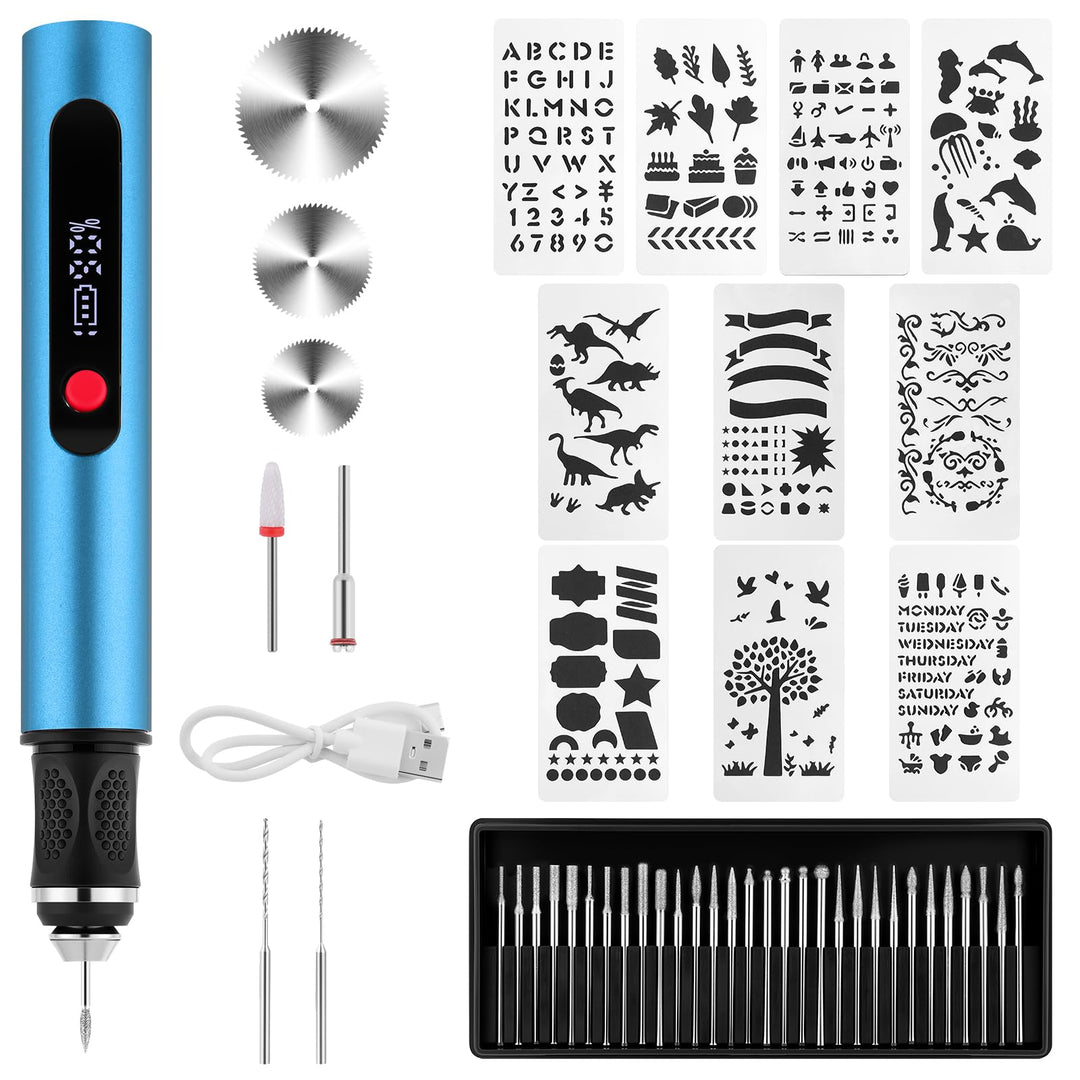 Flintronic Gravierstift, Kabelloser Elektrischer Gravierstift mit 30 Bits, Mini Gravierwerkzeug 3-Ga