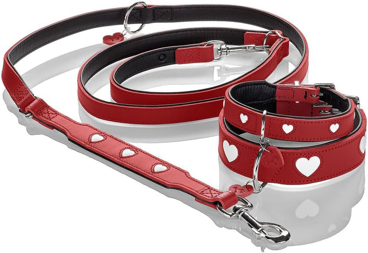 Verstellbare Führleine Love Farbe rot/schwarz, Grösse 13/200, 13/200