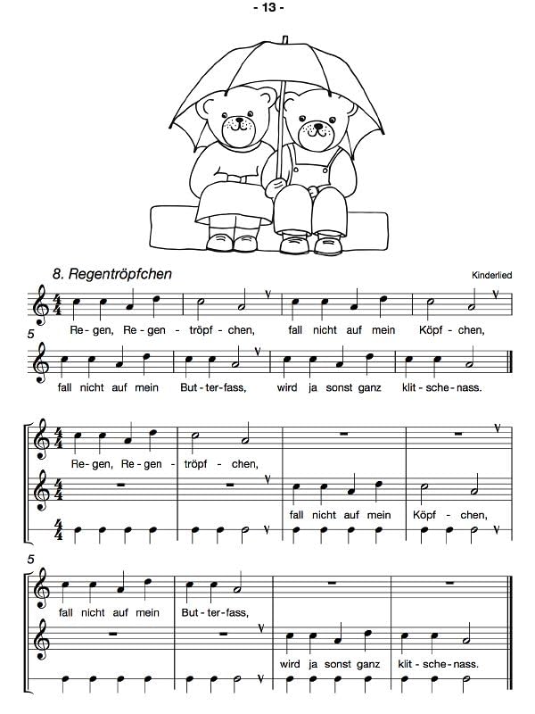 Anfang auf der Sopranblockflöte - Band 1, Musiknoten