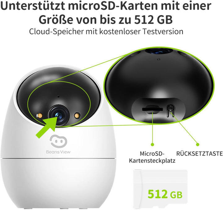 Innenkamera für Überwachung und Sicherheit, 2,4 GHz WiFi Farb-Nachtsicht, WLAN-Kamera für Haustiere/