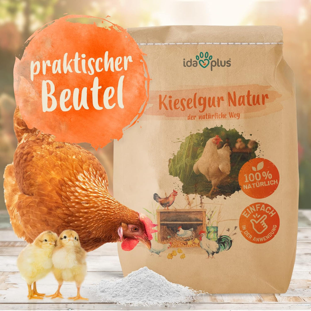Ida Plus – Kieselgur Natur im Sack 12 & 20 Liter – Kieselerde als Pulver – das Produkt für ihren Hüh