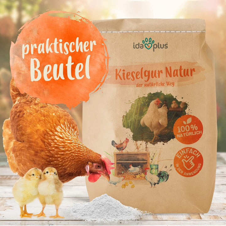 Ida Plus – Kieselgur Natur im Sack 12 &amp; 20 Liter – Kieselerde als Pulver – das Produkt für ihren Hüh