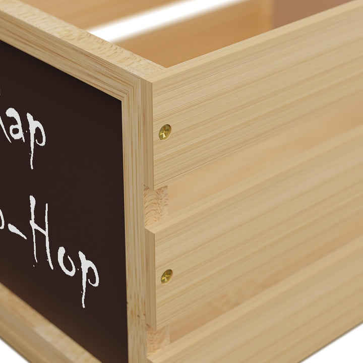 Relaxdays Schallplatten Kiste, Bambus, mit Rollen, 50-80 Vinyls, HBT: 27 x 43 x 34 cm, Aufbewahrungs