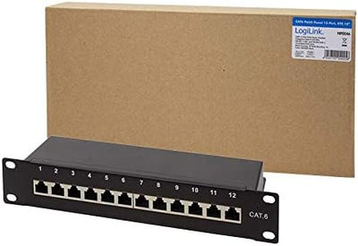 LogiLink Professional Cat.6 (250 MHz) Patchpanel - Verteilerfeld, 10", STP (geschirmt) 12-Port (RJ45