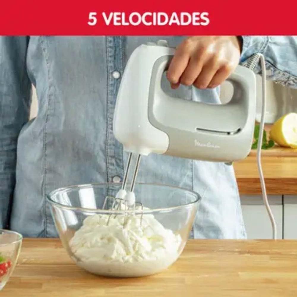Moulinex PrepMix HM450B Stabmixer und Knetmaschine, 450 W, 5 Geschwindigkeitsstufen, 2 Schneebesen,