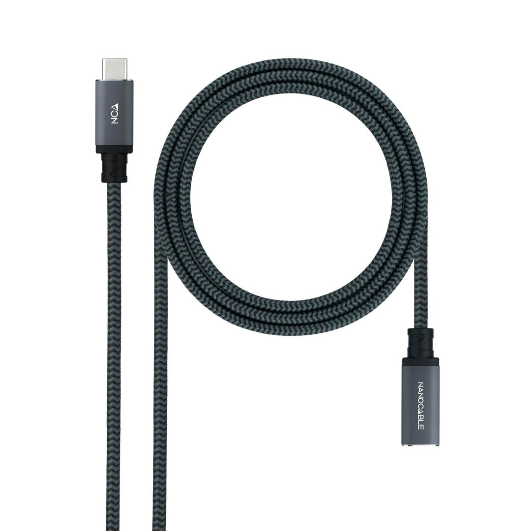 Nano Cable 10.01.4501-L150-COMB USB 3.2 Gen2X2 Kabel, 100 W, 4K/60 Hz, USB-C/M-USB-C/H, Schwarz/Grau