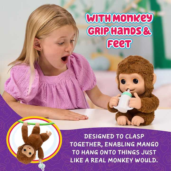 Little Live Pets My Baby Monkey Interaktiver Spielzeugaffe Mango kichert, frisst, nuckelt am Daumen,