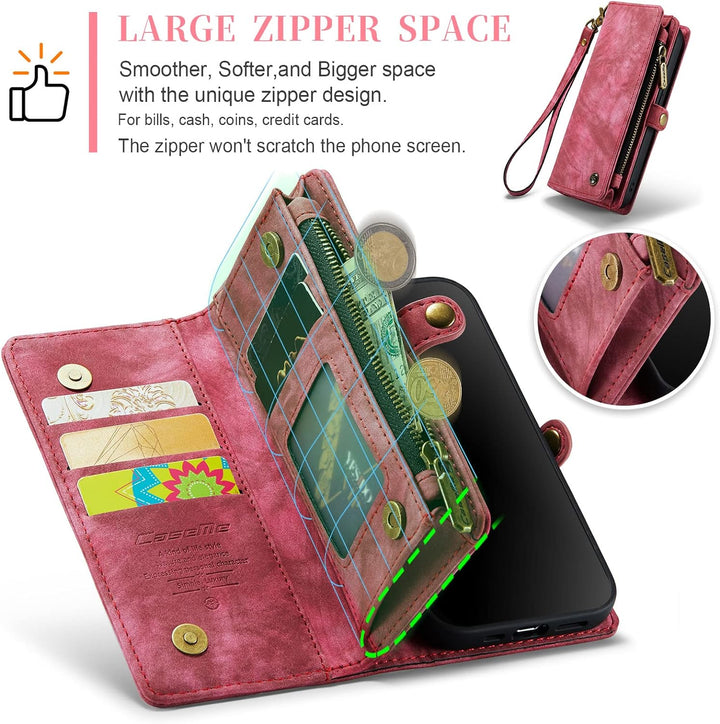 UFinetech 2-in-1 iPhone 11 Hülle Tasche Design Flip TPU Bumper Leder Abnehmbar Flexibel Magnetische