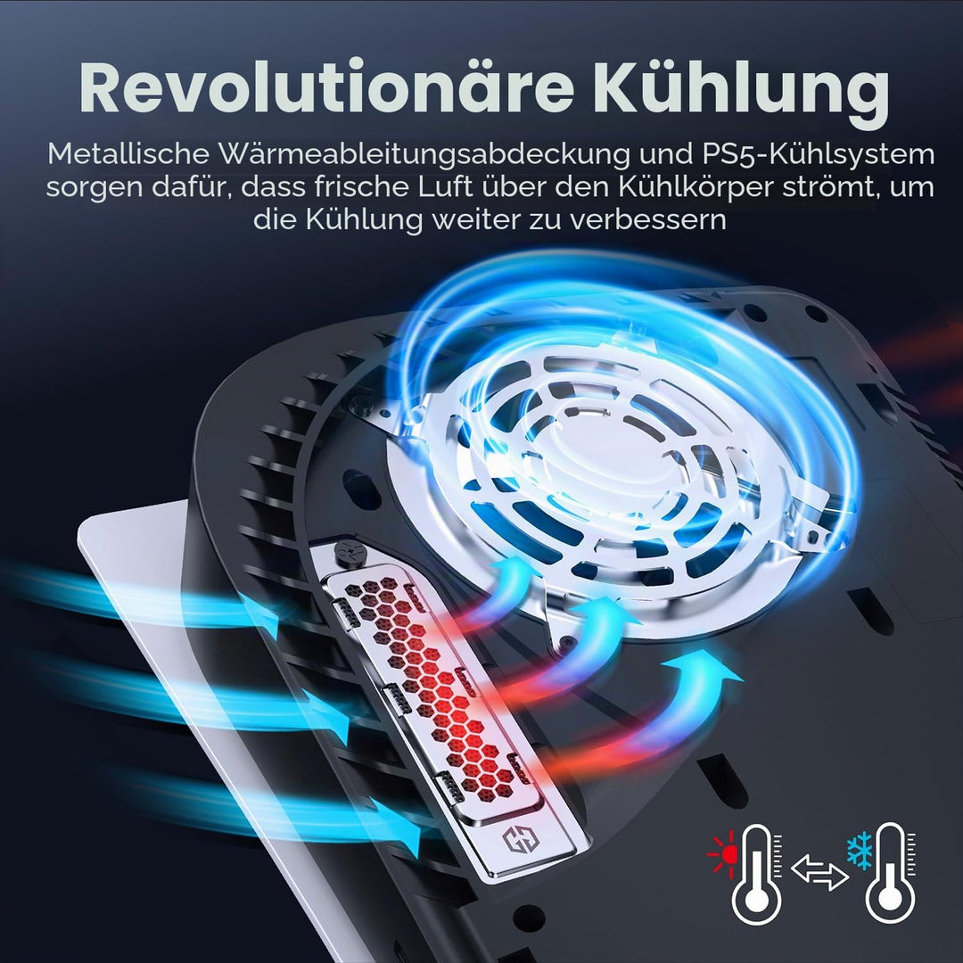 GRAUGEAR Kühl- und Staubschutz-Upgrade für PS5 Original, PS5 M.2 SSD Kühlkörperabdeckung mit Lüfter-